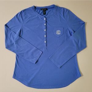 LAUREN Ralph Lauren Blue Knit Henley Top